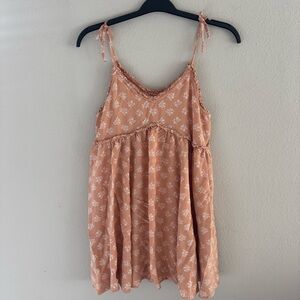 Patrons of Peace Peach Floral Tie-Strap Sundress
